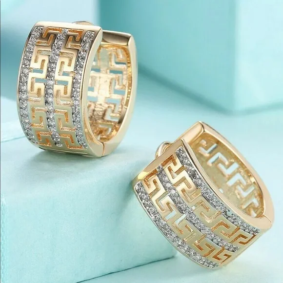 New Yellow Gold Plated 2.00 Ct Round Hoop Earrings - Picture 1 of 4